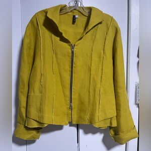 Jewel Toffier Mustard Linen Jacket for Women